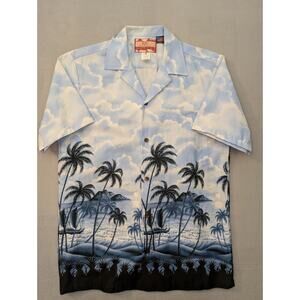 RJC Floral Hawaiian Shirt Men's S Blue Short Sleeve Button Up